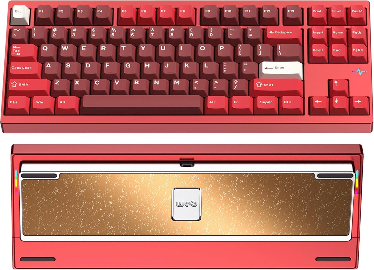 Mechanisch Toetsenbord - Gaming Toetsenbord - Snel Typen - CNC Aluminium Behuizing - 80 Toetsen - Rood