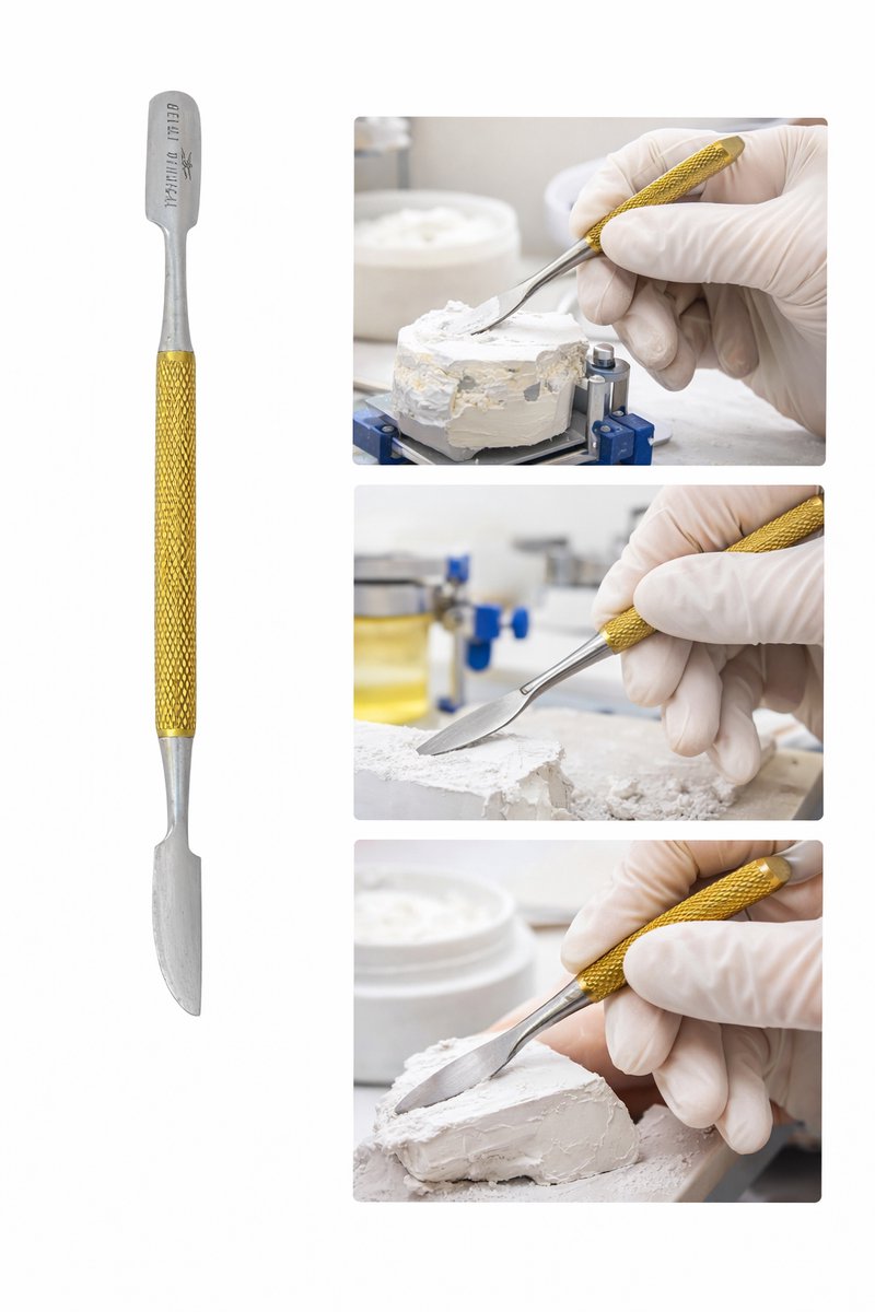 Belux Surgical Instruments / Gipsmes – Dubbelzijdig – RVS – Met Antislip Grip – Dental Laboratorium Instrument