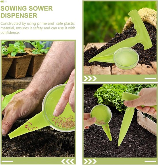 2-delige set - zaaimachineset - mini-zaaimachine - Klein zaaigereedschap - Handmatige zaaimachine - set plantgereedschap - mini-zaaddispenser - met 10 etiketten - fluorescerend groen - voor het nauwkeurig zaaien van zaailingen en bollen in de tuin van Merkloos	 — afbeelding 5