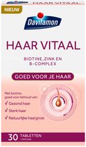 Davitamon Haar Vitaal verpakking met "NIEUW" en "HAAR VITAAL" in grote letters, met 30 tabletten.