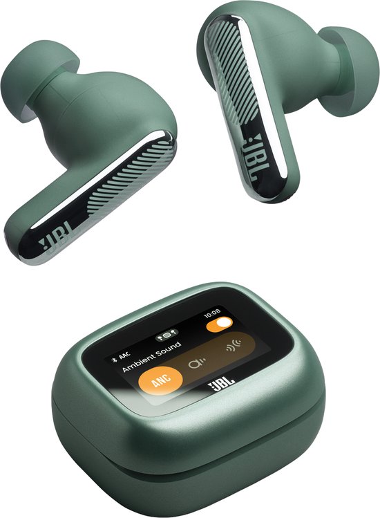 JBL Live Beam 4 – Écouteurs sans fil avec réduction de bruit – Smart Case avec écran tactile – Écouteurs Bluetooth sans fil – 48 heures – Étanche – IP55 - Vert