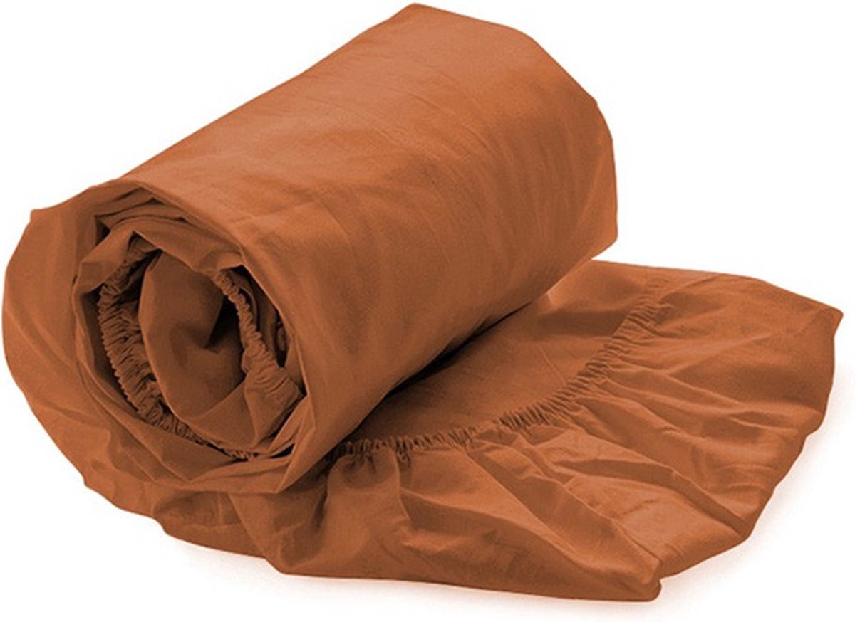 Luxe Hoeslaken Percale - 100% Percale Katoen - Eenpersoons - 140/160x210/220 cm - Cognac