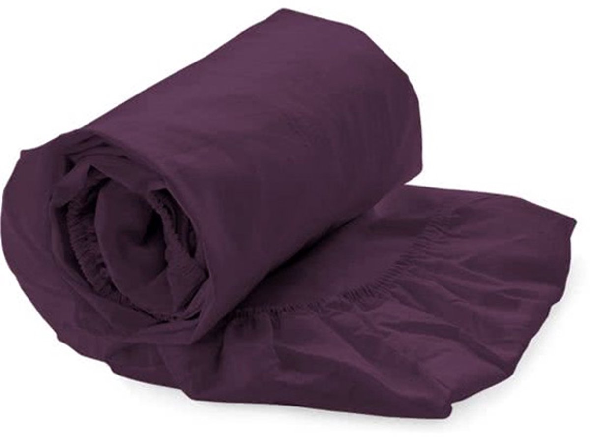 Luxe Hoeslaken Percale - 100% Percale Katoen - Eenpersoons - 140/160x210/220 cm - Aubergine