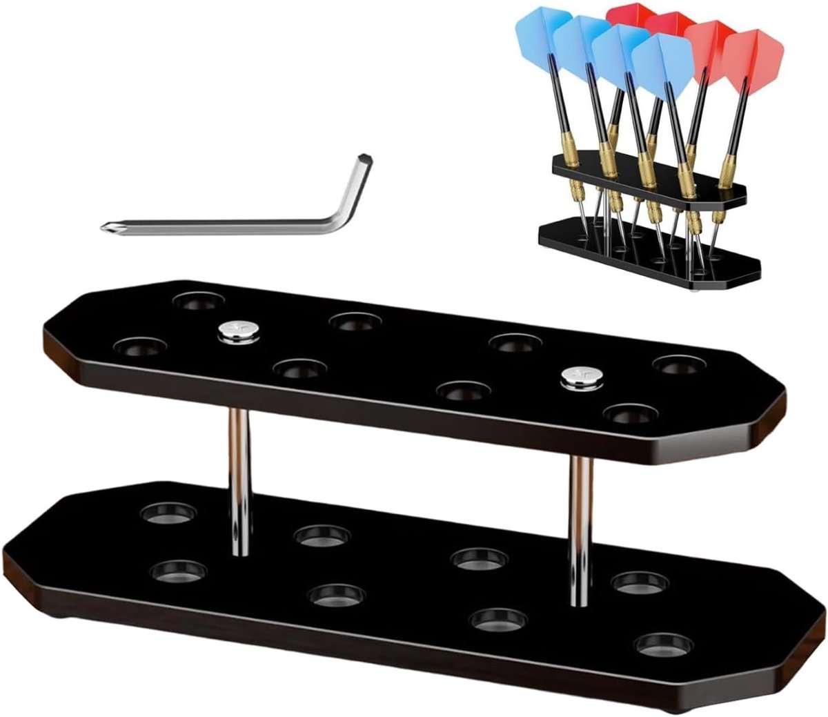 Dart Organizer - Dart Standaard - Darts Presenteren - Acryl Hoek Display - 8 Capaciteiten - Zwart