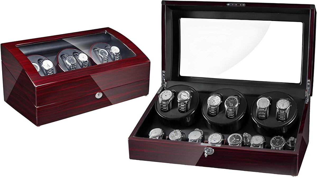 Horlogewinder Organizer - Automatische Winder - Horloge Opslag - 5 Modi Dubbelzijdig - 48.5x26.5x22 cm - Zwart