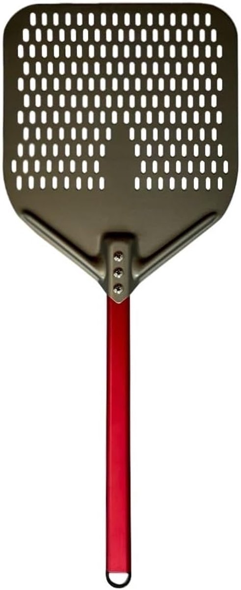 Pizza schep - Pizza peddel - Pizza bakken - Geperforeerd ontwerp - 30 cm handvat - Rood