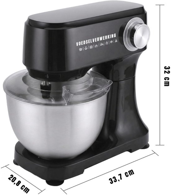 SAVI® Mixer met mengkom - Mixer - Mixer met mengkom keukenmachine - Zwart - 10cm x 28cm x 32cm van Merkloos — afbeelding 3