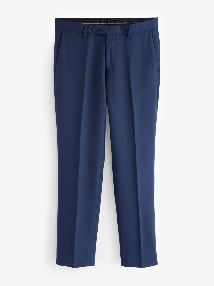 Next - Heren - Tailored fit - Kostuum met textuur: broek - Blauw
