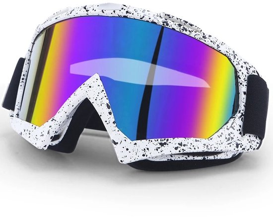 WiseGoods Premium Skibril Kleuren Lens En Wit Frame - UV Bescherming - Voor Ski / Snowboard / Motorcross & Outdoor - Sport Brillen