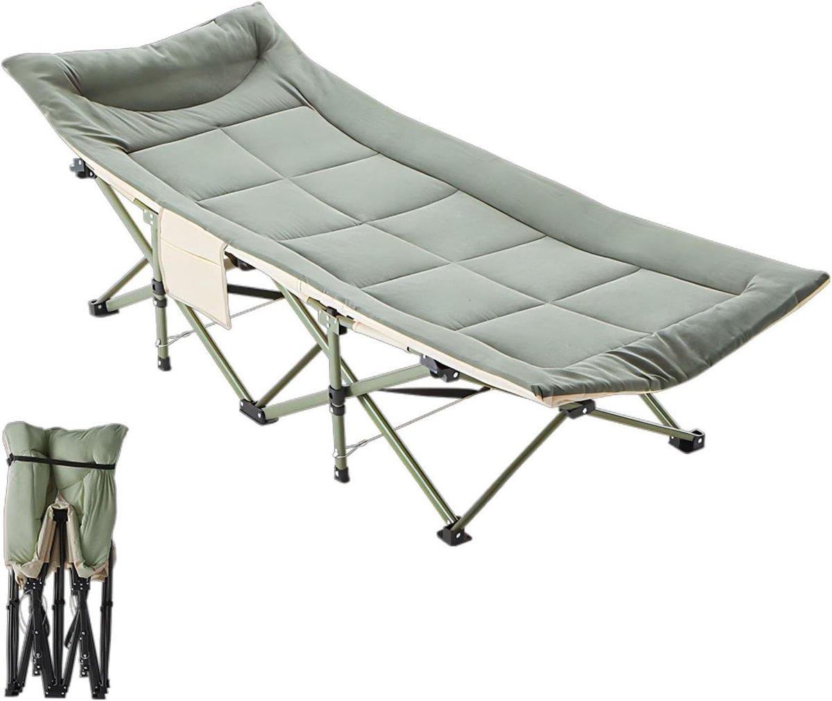 Opvouwbaar Bed - Kampeerbed Draagbaar - Buiten Ontspannen - 200 Kg Belasting - 190x71x37cm - Groen