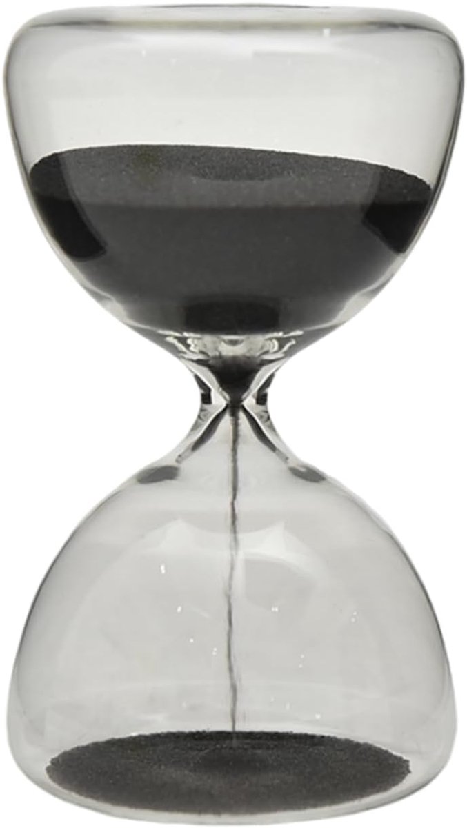 Zandloper Timer - Zandklok - Tijd Beheer - Minimalistisch Design - 6x10.5 cm - Zwart