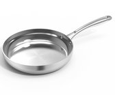Safecourt Kitchen RVS koekenpan - Ø 24 cm Pan - Inductie, Elektrisch, Keramisch & Gas - PFAS & PTFE vrij - Stainless Steel
