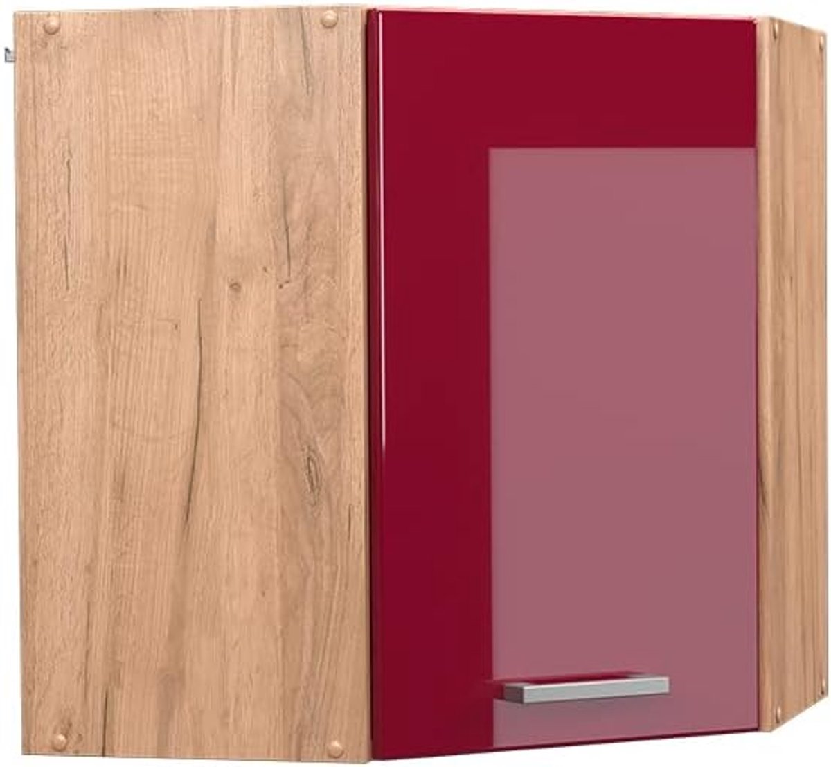 Hoekhangkast Keuken - Wandkast Keukenkast - Keuken Opbergen - Verstelbare Plank - 57 cm Breed - Rood Hoogglans