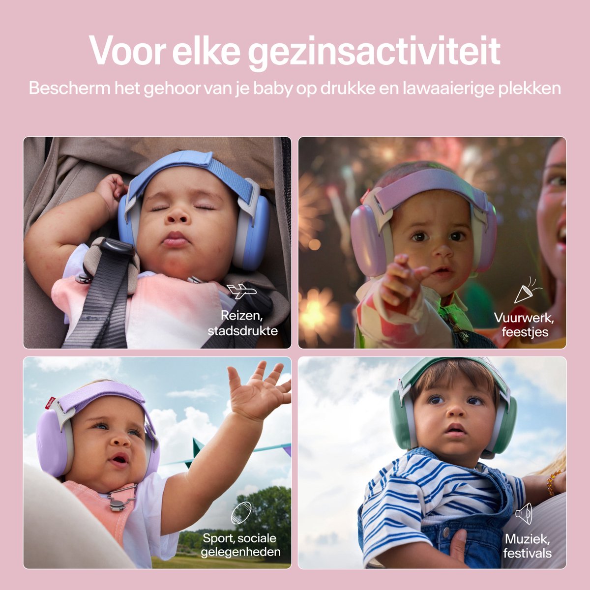 Alpine Muffy Baby Comfort (12-48 Maanden) - CE & ANSI Gecertificeerde Koptelefoon Baby - Verstelbare Gehoorbescherming Baby en Kinderen - Unieke Hoofdband voor Veilige & Comfortabele Pasvorm - 24 dB Demping - Roze – foto 8