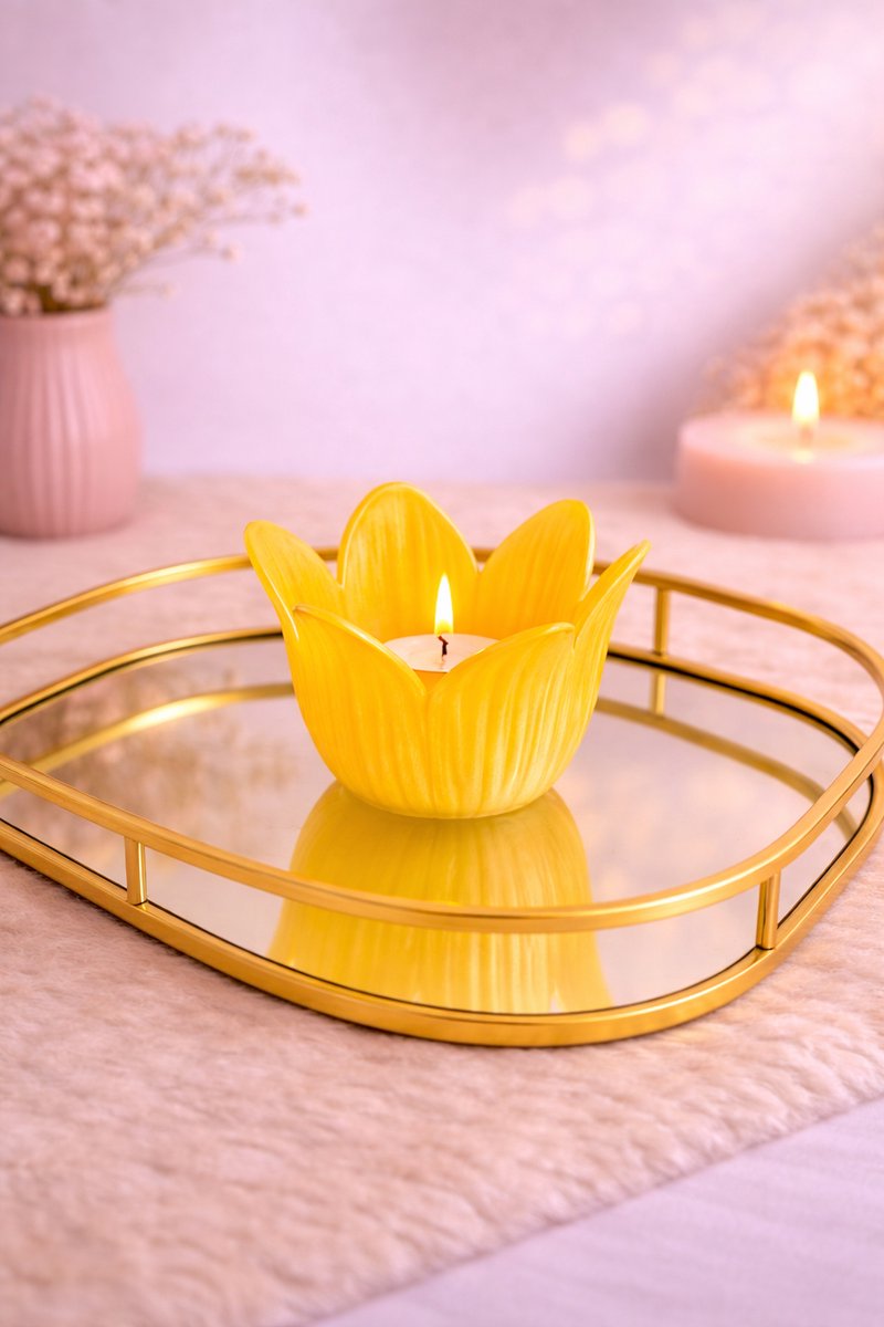 Tulp Waxinelichthouders! | Viva Femme | Kaarsen | Decoratie | Cadeau | Wonen | Geel