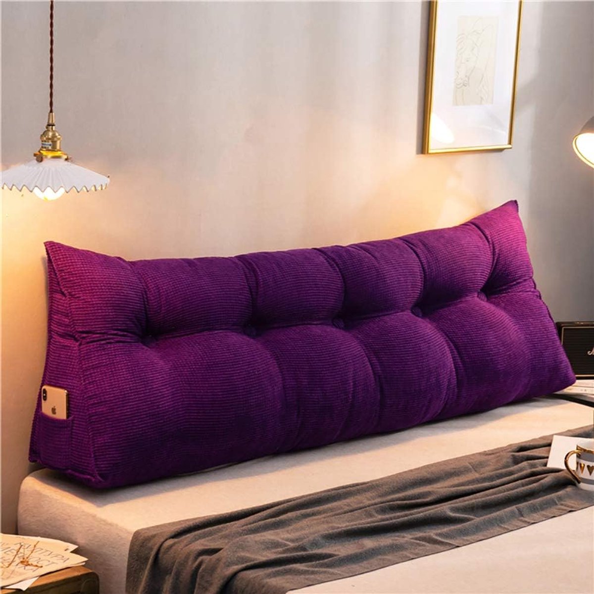 Wigkussen Bed - Rugsteun Hoofdeinde - Lezen Ontspannen - Driehoekige Vorm - 100x25x50cm - Veelkleurig