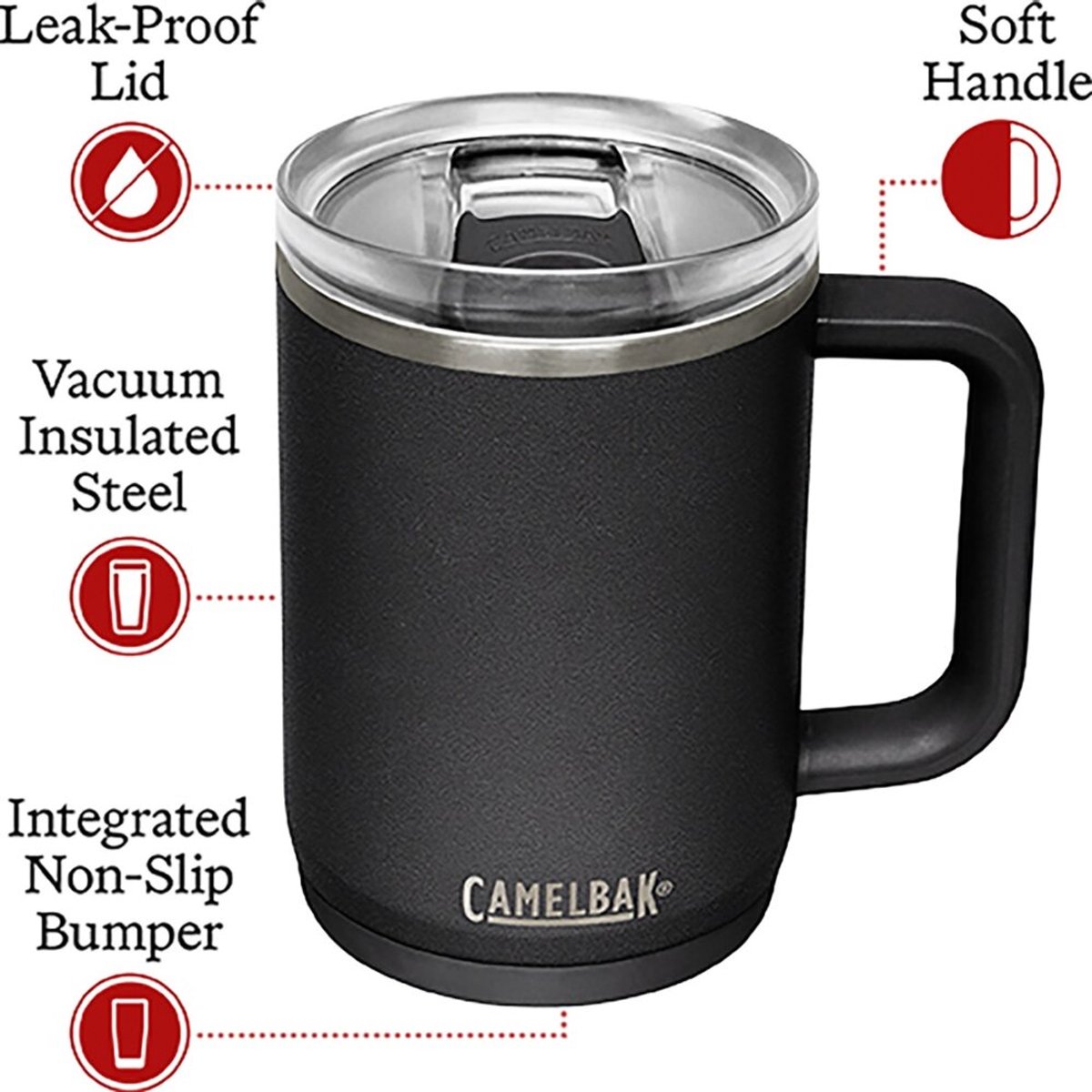 CamelBak Thrive Mug Vacuum Insulated - Isolatie drinkbeker - 470 ml - RVS - Lekvrije Drinkfles - Waterfles - Reisbeker - Thermosfles - Zwart (Black) – foto 8