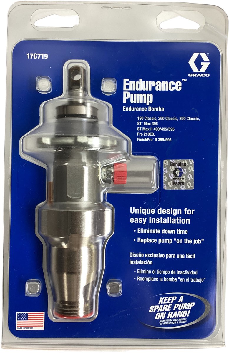 GRACO Endurance 17C719 - Vervangingspomp airless - Complete onderpomp - Chromex en V-Max pakkingen - Voor ST Max en Ultra Max - Modellen 390 395 490 495 595