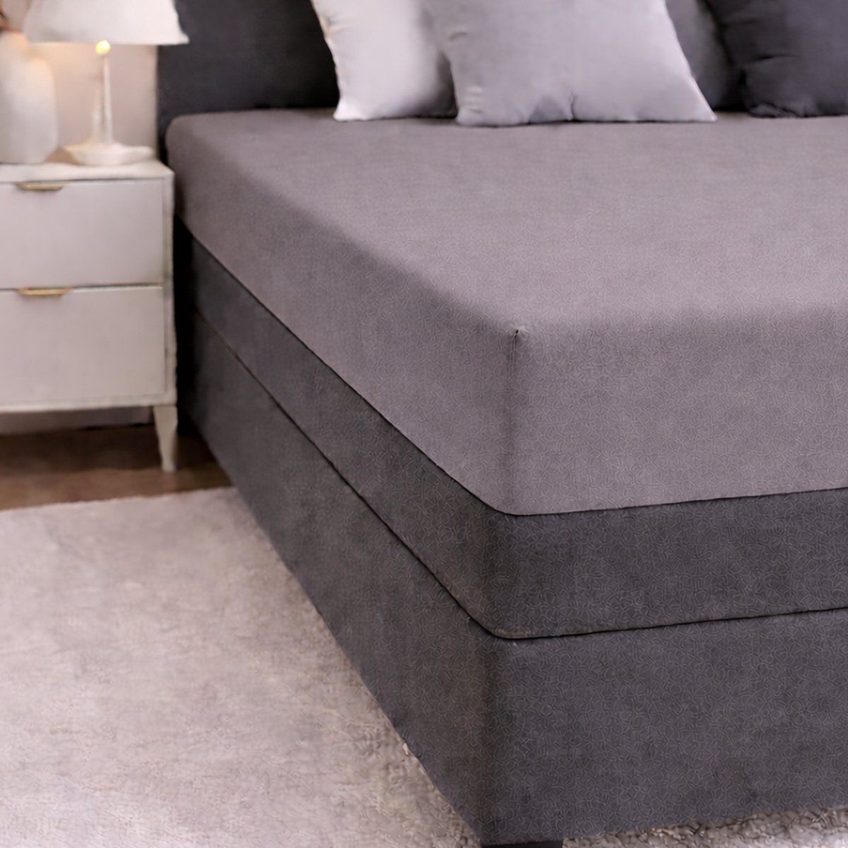 24-Bedding - Duopak 2 stuks !! - Jersey Hoeslaken - 100% katoen - 1 persoons - 80x210 cm - Donker Grijs - 30 cm