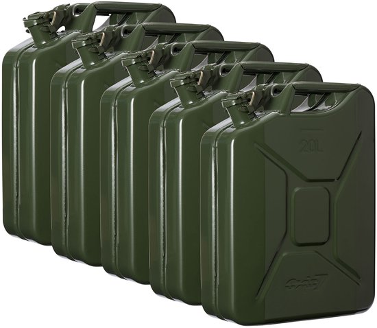 Oxid7® benzinejerrycan brandstofjerrycan metaal 20 liter - met UN-keurmerk - typegoedkeuring - jerrycan met bajonetsluiting - zwart