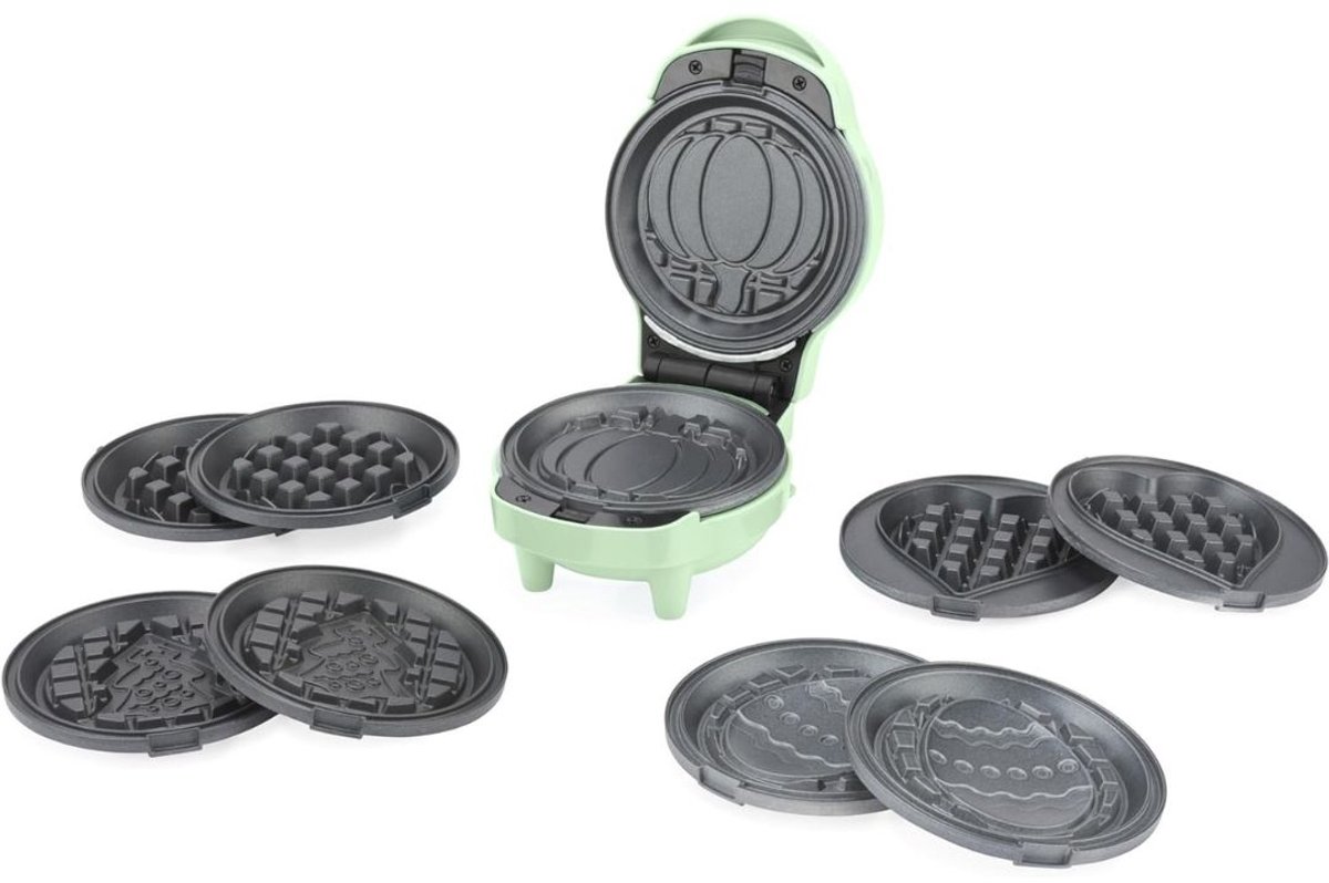 SAVI® Wafelijzer met verwisselbare platen - Wafelijzer - Groen - 18cm x 14cm x 10 cm