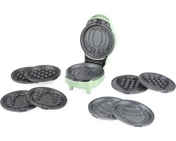 SAVI® Wafelijzer met verwisselbare platen – Wafelijzer – Groen – ‎18cm x 14cm x 10 cm