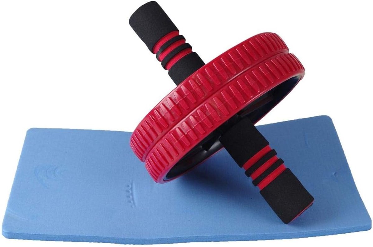 Buikspiertrainer - Core Trainer - Thuis Fitness - Inclusief Kniekussen - 17x25x17 cm - Rood
