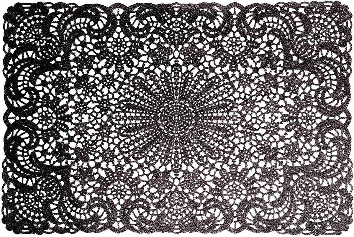 Lavandoux - Vinyl Crochet Placemats - Zwart - Set van 6