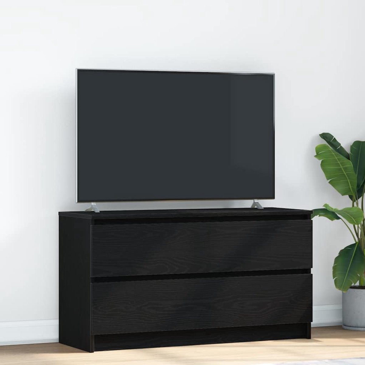 TV Kast - Mediabord Dressoir - Woonkamer Meubel - Sterk Hout Materiaal - 100 x 35 x 54 cm - Zwart