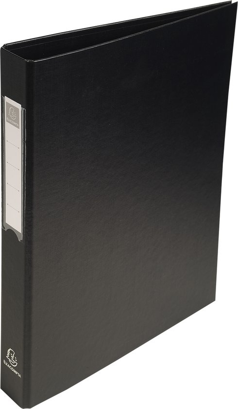 Exacompta 10x Classeur rembordé polypropylène 4 anneaux ronds de 25mm sur 3eme de couverture - Noir - 51381E