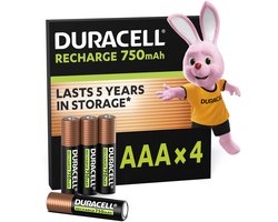 Duracell Oplaadbare AAA batterijen - 750 mAh NiMH - 4 stuks