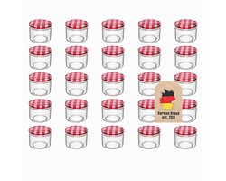 Intirilife Set van 25 weckpotten met deksel - 150 ml - Kleine glazen potten, confituurpotten, voorraadpotten met schroefdeksel, kruidenpotten, perfect om cadeau te geven
