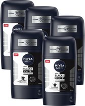 Voordeelverpakking van vijf NIVEA MEN Black & White Original deodorantsticks, 72H Active Protection.
