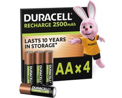 Duracell Oplaadbare AA batterijen - 2500 mAh NiMH - 4 stuks