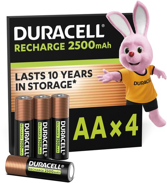 Duracell Oplaadbare AA batterijen - 2500 mAh NiMH - 4 stuks