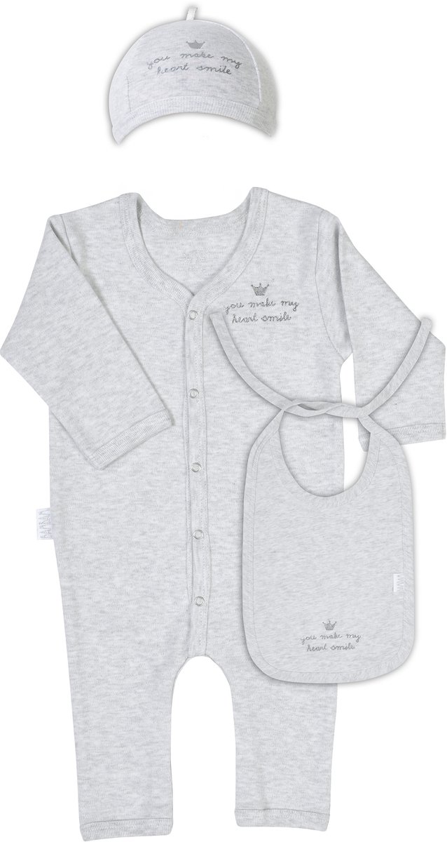 BAMBAM â€“ Suitset â€“ You make my heart Smile â€“ Grijs â€“ 50/56