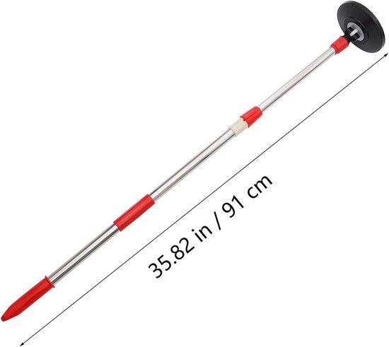 Dweilstok Vervanging - Steel voor Dweil - Grondig Schoonmaken - 360 Graden Draaibaar - 91 x 1 cm - Rood — afbeelding 3