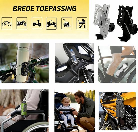 Universele Bidonhouder Fiets - 360° Draaibaar Verstelbaar - Wit - Voor Fiets Motor Scooter — afbeelding 3