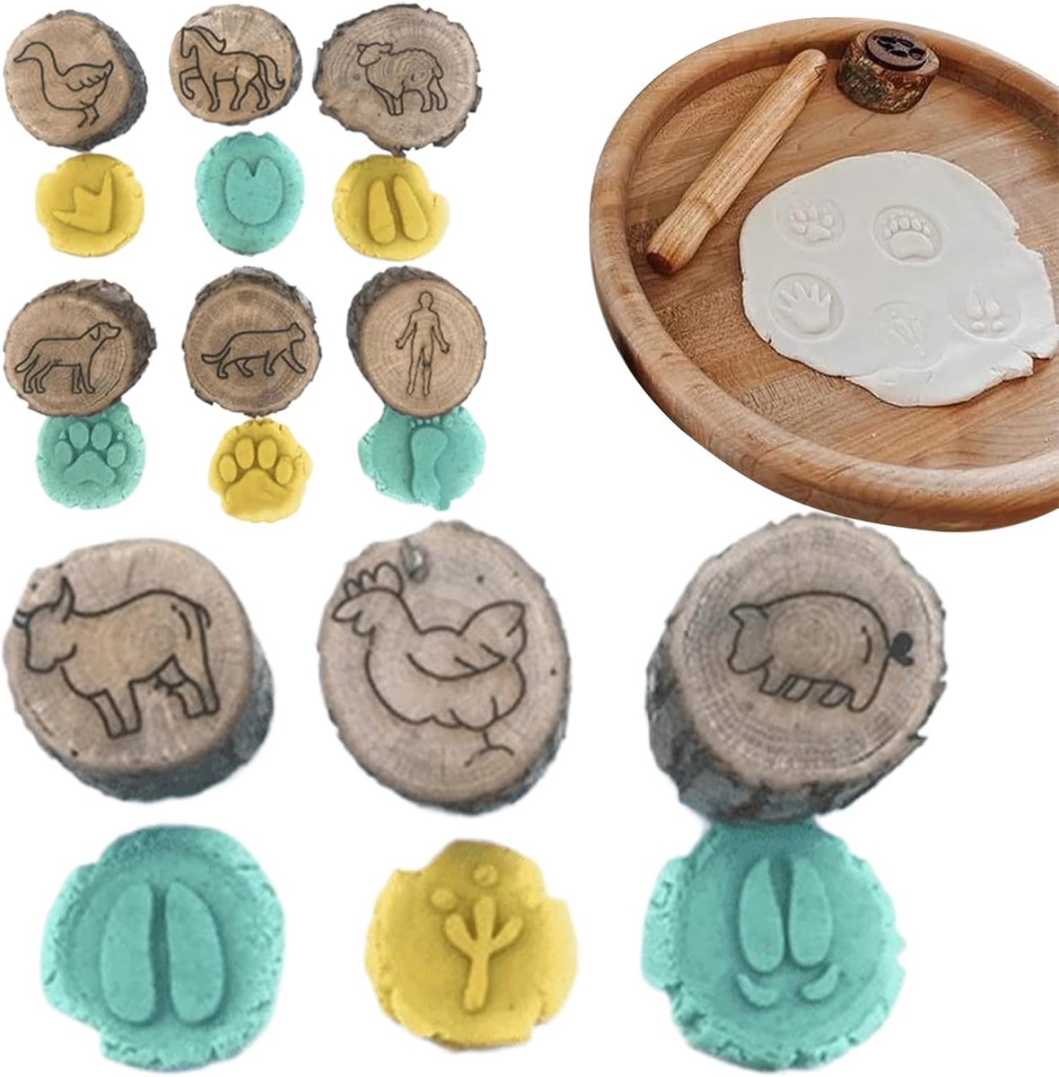 Dierenstempels Voor Kinderen - Educatief Speelgoed - Fijne Motoriek Trainen - Uniek Voetafdruk Silhouet - 3.5x3.5 cm Per Stempel
