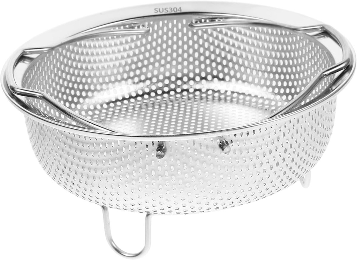 Rvs Stoommandje - Zeefmand Keuken - Groenten Fruit Wassen - Versterkte Structuur - 18cm Diameter - Zilverkleurig