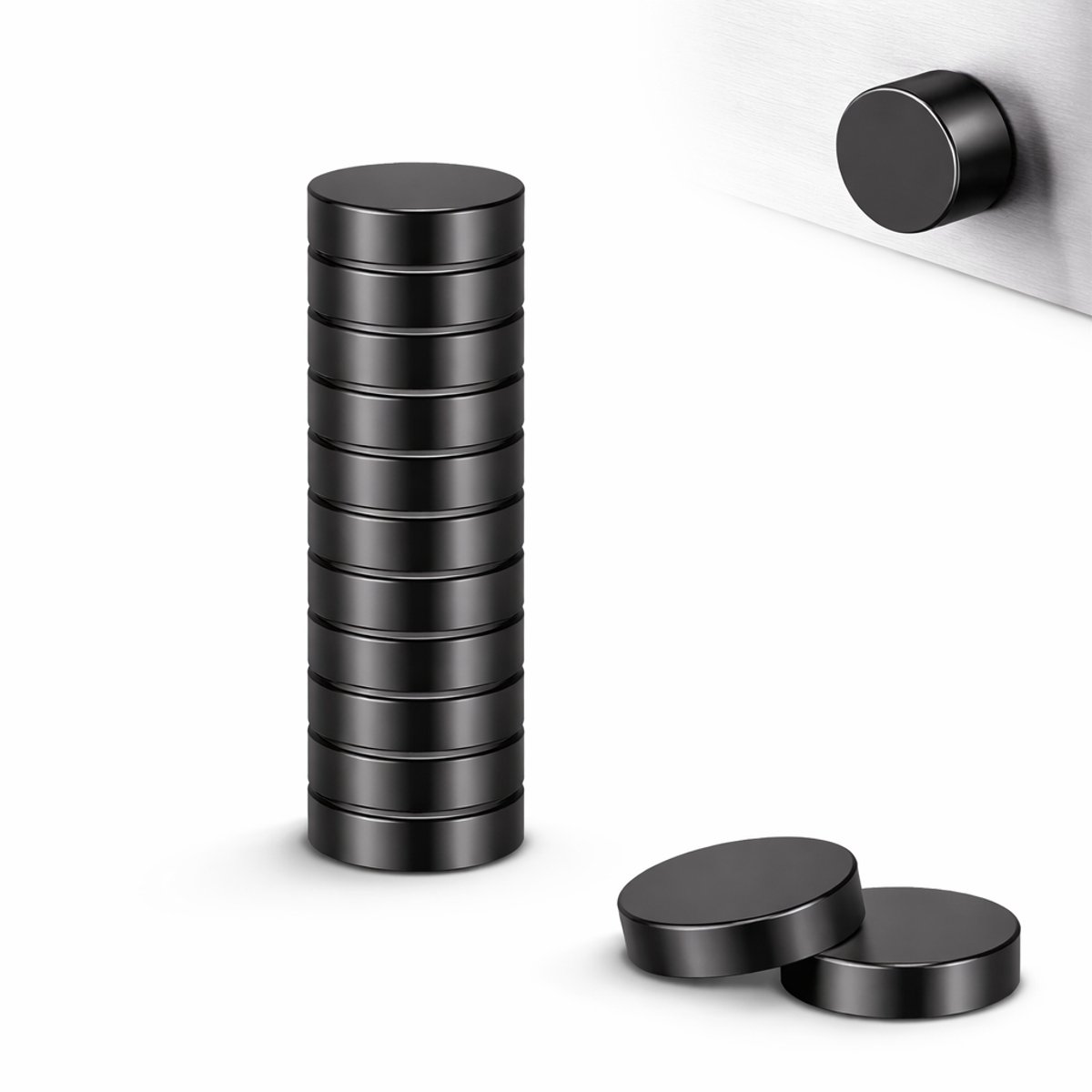 Brute Force - Platte Sterke Magneten - Rond - 10 x 5 mm - Koelkast magneten - 10 Stuks Zwart