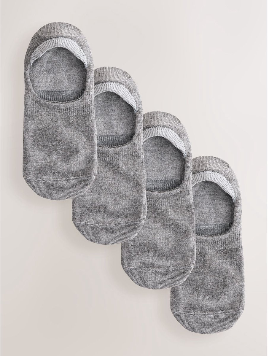 Next - Dames - Modal Invisible Socks 4 Pack - Grijs
