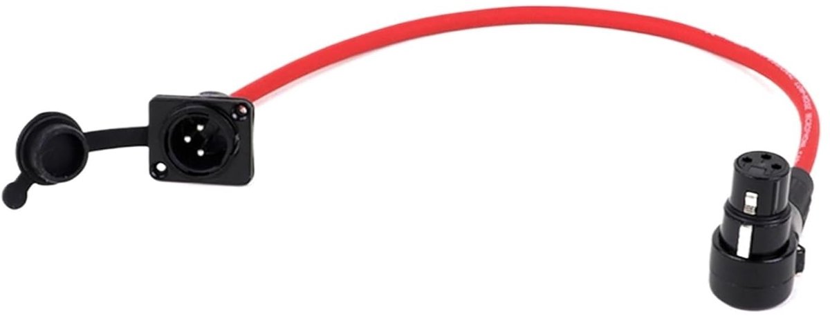 XLR Kabel - Microfoonsnoer Bus - Paneelmontage Geluid - 90 Graden Hoek - 10 Meter - Rood