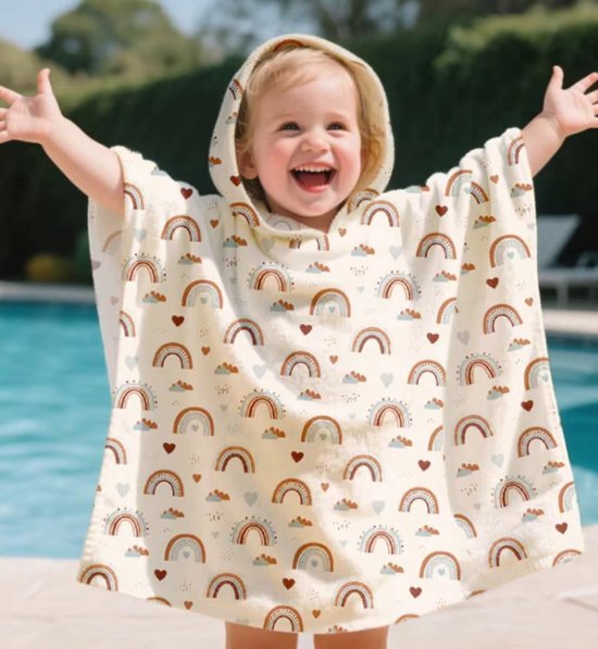 Little Olives - Badcape kind - Strandlaken kind - Badponcho Kind - Badhanddoek kinden - Badcape met muts - Bad Poncho - KinderHanddoek - Omkleed handdoek - Strand Handdoek - Regenboog Handdoek - Kleuter strandlaken - Bad Handdoek - Vakantie Handdoek — afbeelding 2