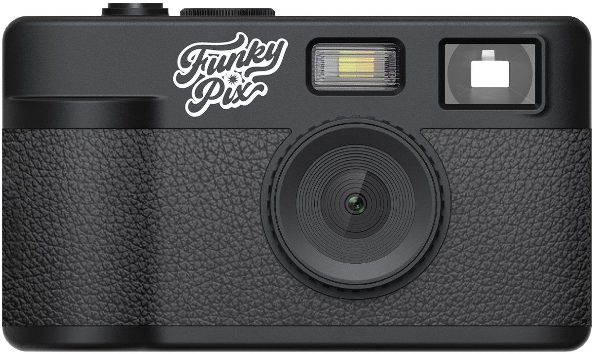 FUNKYPIX X10 BLACK - Schermloze digitale retro camera - 8 filters - Xenon-flitser - 4GB SD-kaart - vintage fotocamera zonder scherm - zwart