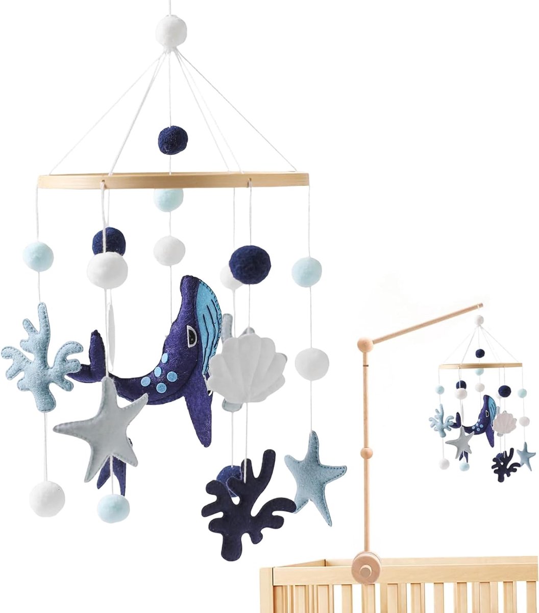 Wieg Bed Speelgoed - Baby Mobiel - Ontwikkeling Spel - Houten Vezel Materiaal - 46 x 19.7 cm - Blauw