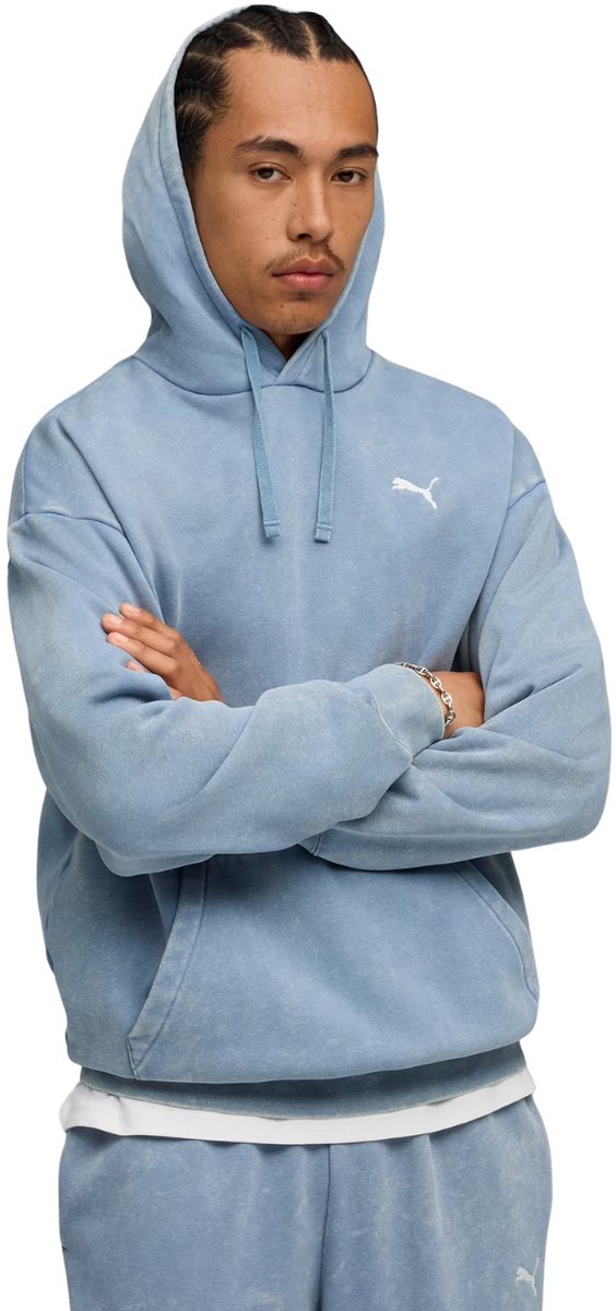 Puma Sweater Heren ESS Elevated Relaxed Wash Hoodie 2XL Blauw