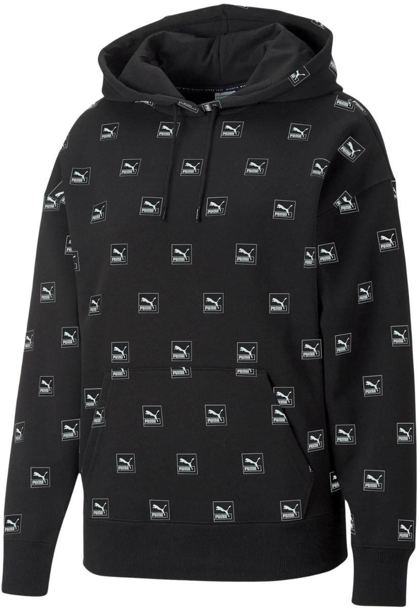Puma Sweater Dames Brand Love AOP Hoodie FL Zwart