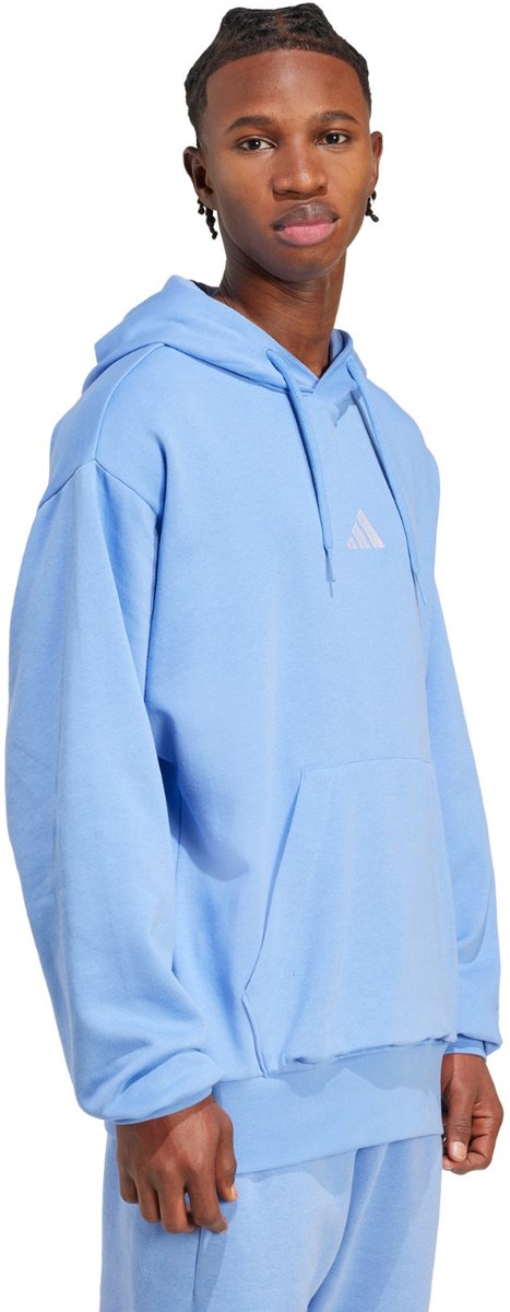 adidas Sweater Heren Essentials Feelcozy Fleece Hoodie Lichtblauw