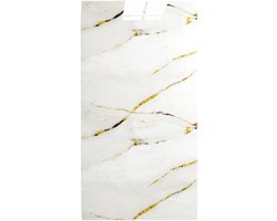 Tegelstickers behang Peel en Stick marmeren stijl tegelsticker wandpaneel keuken/badkamer backsplash tegel afneembare muurstickers kamerinrichting(Gold thread stone 30x60cm,10PCS)